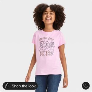 (M) Pink Share the Love with Gold Glitter Details Short Sleeve Top